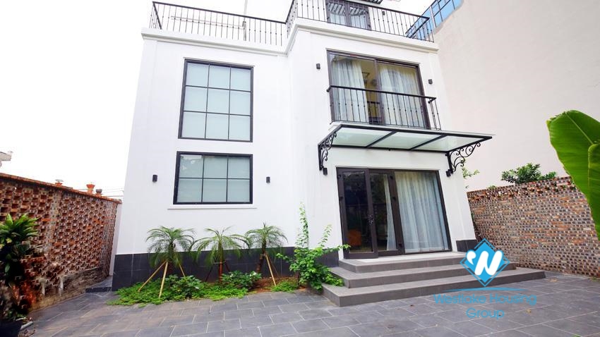 House for rent with four bedrooms and yard around the house in An Duong Vuong, Tay Ho